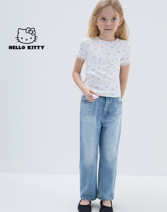 Джинсы с высокой посадкой и брелоком Hello Kitty Глория Джинс